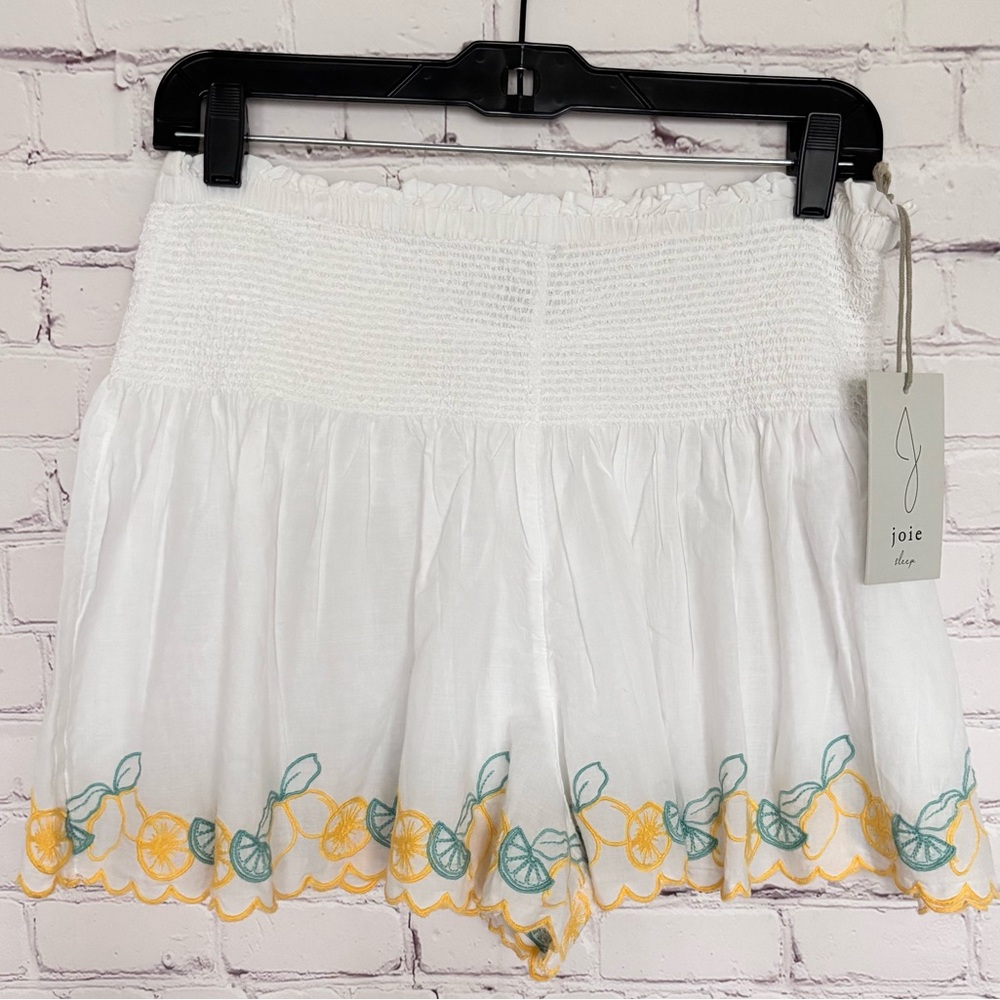 JOIE Smocked Lemon Embroidered Lounge Beach Shorts--NWT--M - Picture 7 of 12